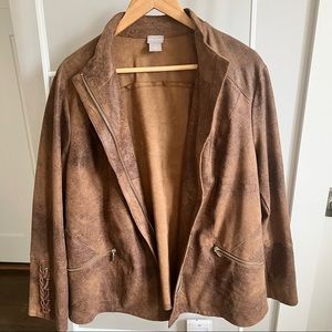 Chico’s: Faux Suede Lace-Up Sleeve Jacket - Size 16/18